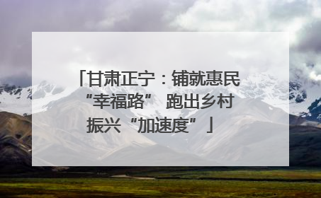 甘肃正宁：铺就惠民“幸福路” 跑出乡村振兴“加速度”